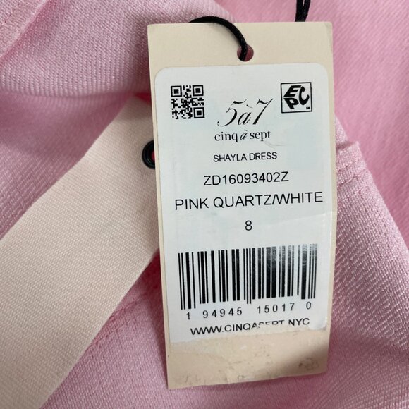 5a7 Pink Button-Front Mini Dress With Tie Straps & Pockets Size 8 - New - Picture 8 of 10